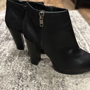 New black leather & suede booties size 8